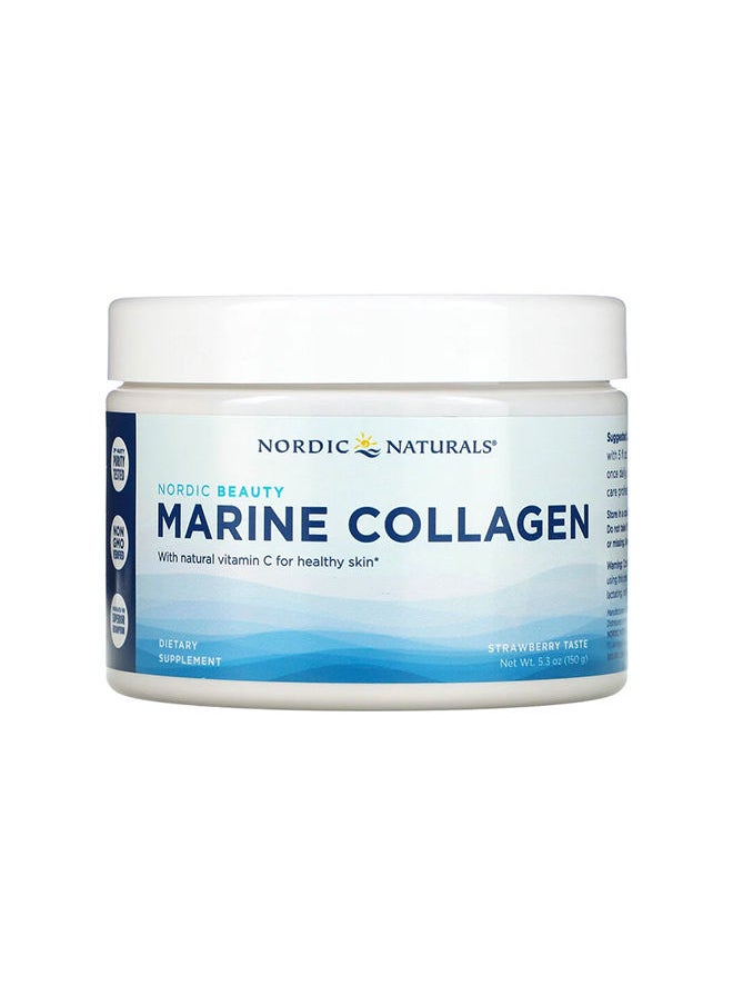 NORDIC NATURALS Beauty Marine Collagen Powder With Natural Vitamin C For Healthy Skin. Strawberry Flavour 5.3 Oz (150G)  - Image 1