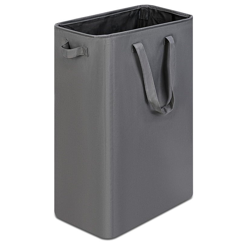 efluky Slim Laundry Basket Narrow Laundry Hamper with Handles Collapsible Dirty Clothes Hamper Tall Laundry Bin for Laundry Room Dorm and Bedroom 198 Gallon 75L Grey