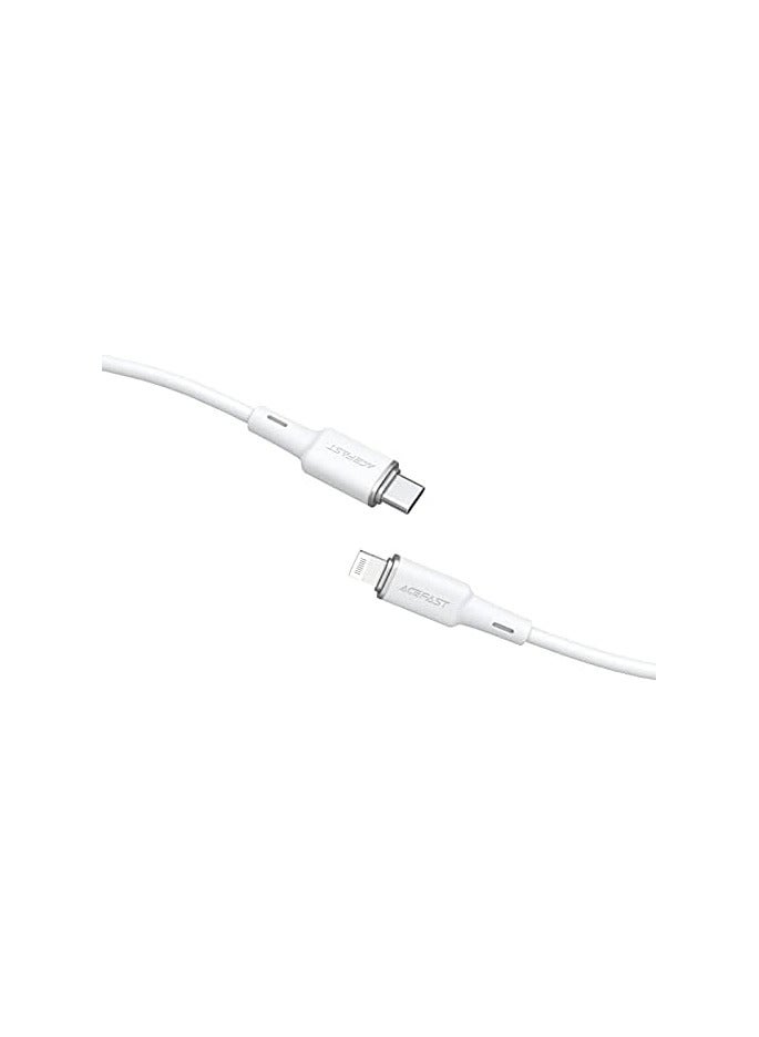 Acefast USB-C to Lightning Zinc Alloy Silicone Charging Data Cable 1.2 Meter White - Image 2