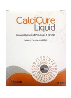 CalciCure Liquid 20 Sticks, Liposomal Calcium With Vitamin D3 And Horsetail 
