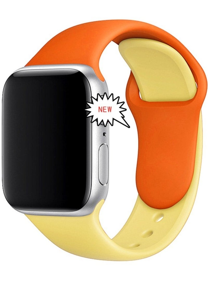 ELTRAZONE Dual Color Soft Silicone Watch Strap For Apple Watch Band /45mm For iWatch Series 7/6/SE/5/4/3/2/1/ - Image 1