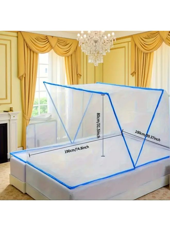 Blue Double Mosquito Net Tent With Sturdy Frame Easy Setup Breathable Protection for Home Dorm Camping - Image 4