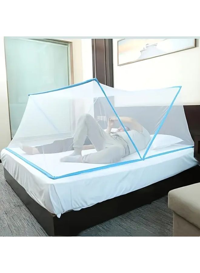 Blue Double Mosquito Net Tent With Sturdy Frame Easy Setup Breathable Protection for Home Dorm Camping - Image 2