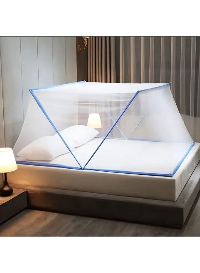Blue Double Mosquito Net Tent With Sturdy Frame Easy Setup Breathable Protection for Home Dorm Camping - Image 1