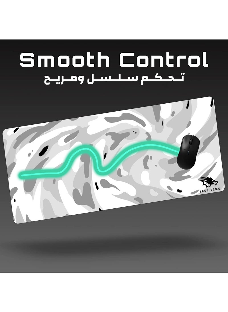 Extended Large Gaming Mouse Pad 120 X 60 cm XXL Full Desk Art style & Mousepad Non-Slip Rubber Base Big Keyboard Mat with Stitched Edges water resist for Gaming from Yasa ( Snow White )