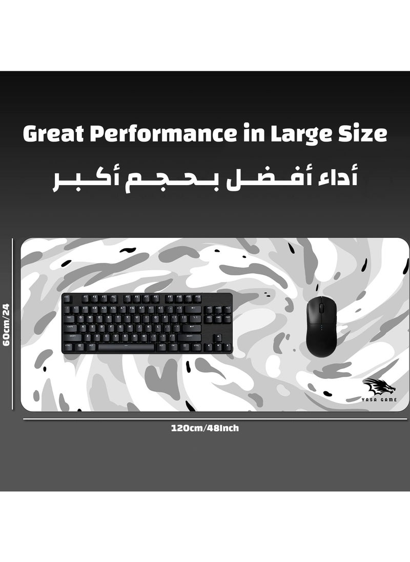 Extended Large Gaming Mouse Pad 120 X 60 cm XXL Full Desk Art style & Mousepad Non-Slip Rubber Base Big Keyboard Mat with Stitched Edges water resist for Gaming from Yasa ( Snow White )