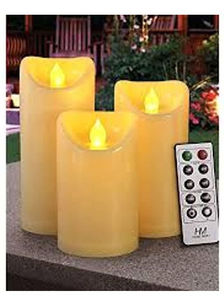 LED flameless Candle, with Embedded Starlight String, danip 5-Piece LED Candle, with 10-Key Remote Control, 24-Hour Timer Function, Dancing Flame, Real Wax, Battery-Powered