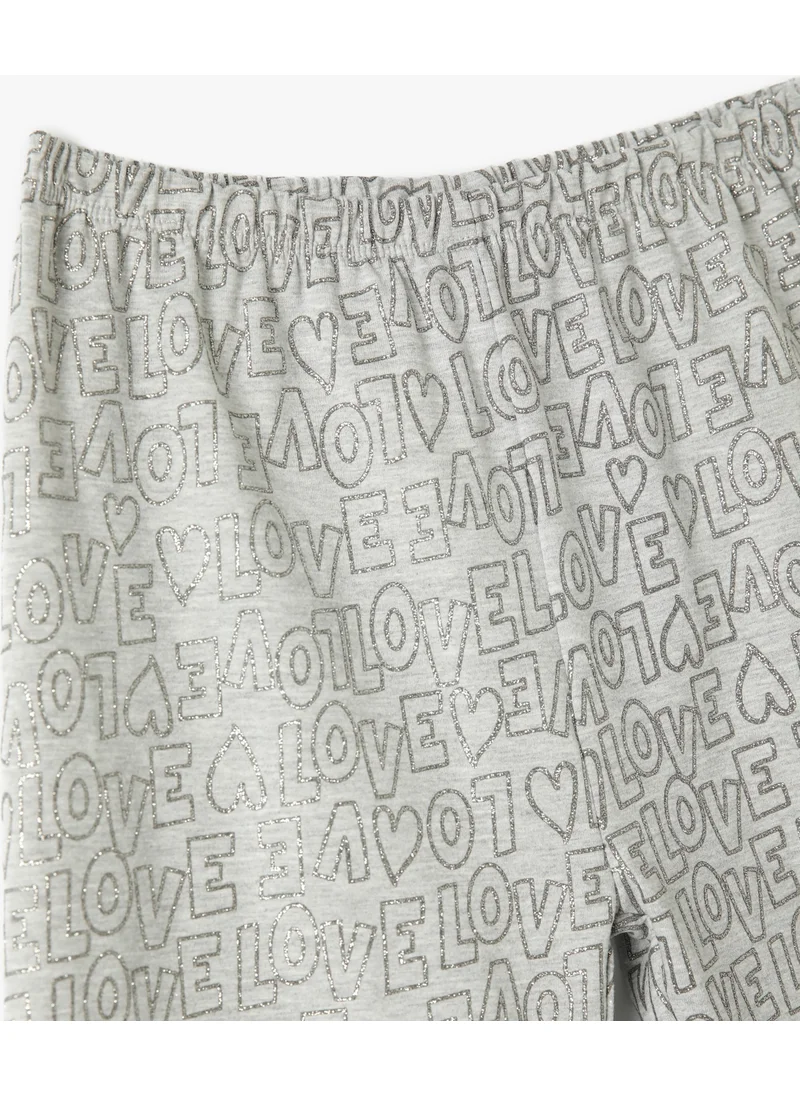 KOTON Short Tights with Print Detail and Elastic Waist