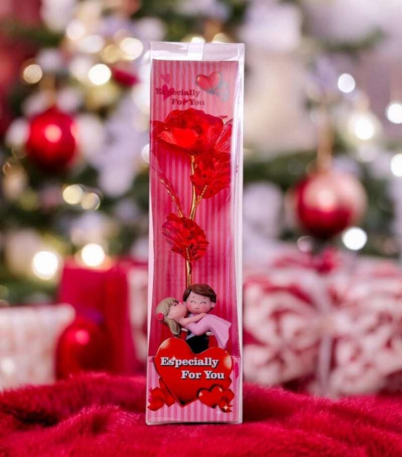 Chocozone 24K Red Rose Valentine Gift for Girlfriend Proposal Gifts Birthday Gift Valentine Gifts for Boyfriend Wife Boys Girls with Dancing Hug Couple Showpiece - Image 1