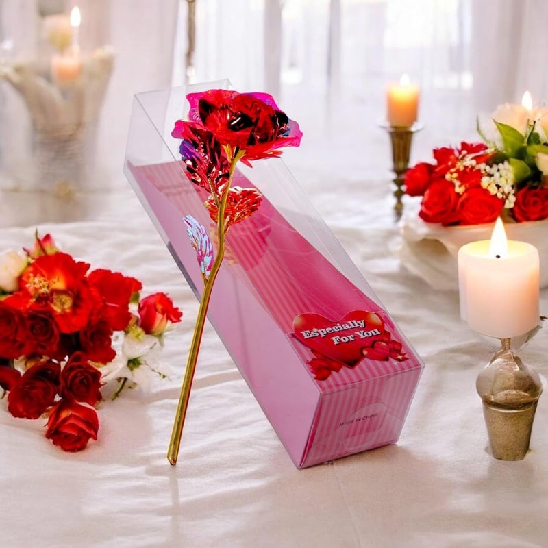 Chocozone 24K Red Rose Valentine Gift for Girlfriend Proposal Gifts Birthday Gift Valentine Gifts for Boyfriend Wife Boys Girls with Dancing Hug Couple Showpiece - Image 3