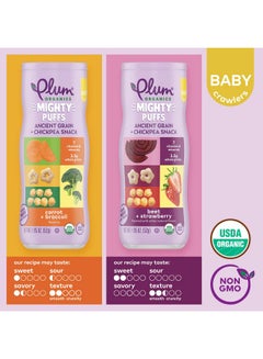 Plum Organics Plum Organics Mighty Puffs Organic Baby Food - Two Flavor Variety Pack - 1.85 oz Canister (Pack of 6) - Ancient Grains and Chickpea Snacks  - Image 4