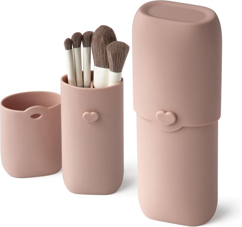Zoka zoka Silicone Makeup Brush Holder, Travel Makeup Brush Case, Portable Makeup Bag Cosmetic Pouch, Anti-Fall Out Cover, Waterproof, Travel Essentials