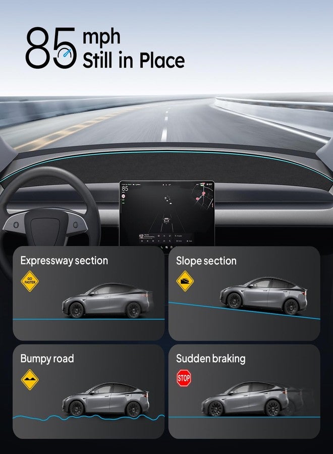 Wigoo 2025 New Model Y Juniper Accessories Dashboard Cover [Anti-Glare and Sun Protection] Suede Dash Mat for New Model Y Juniper(2025-2026), Model Y Juniper Accessories (Black) - Image 5