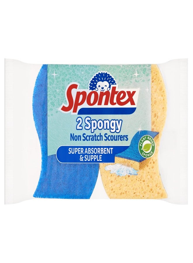 Spontex Non Scratch Super Absorbent, Pack of 2, Yellow Sponge Blue Scourer, 1er - Image 2