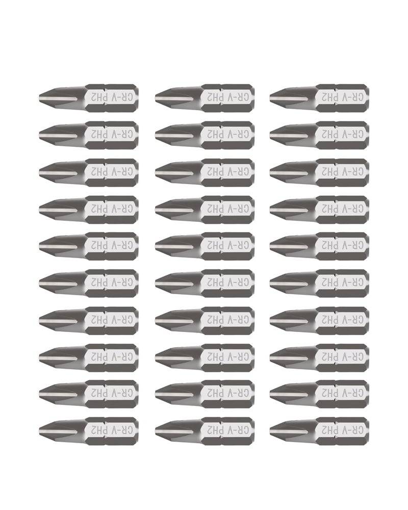 ROTATION 30-Piece Phillips #2 Bit Set PH2, Impact Grade, 1/4-inch Hex Shank, Chrome Vanadium Steel - Image 1