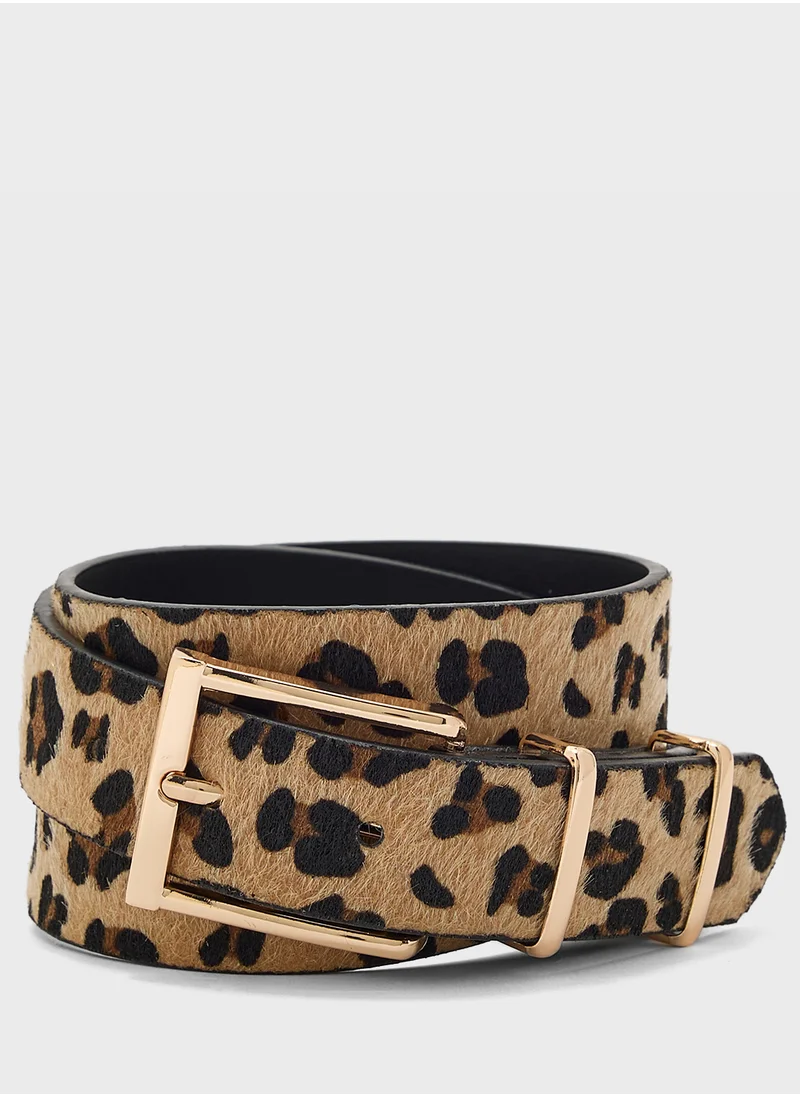 Ginger Leopard Print Belt