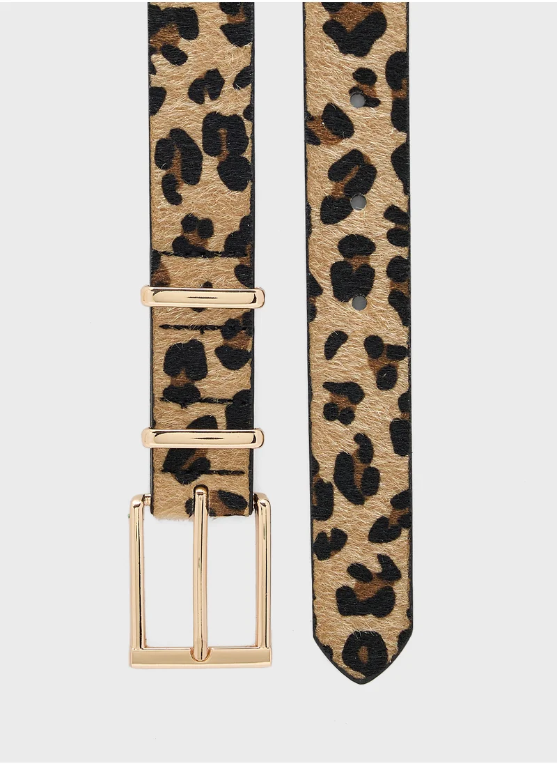 Ginger Leopard Print Belt