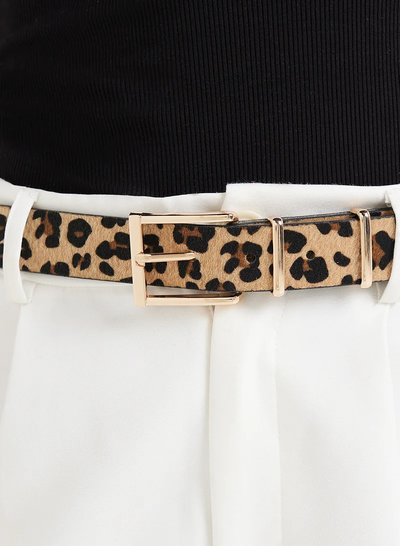 Ginger Leopard Print Belt