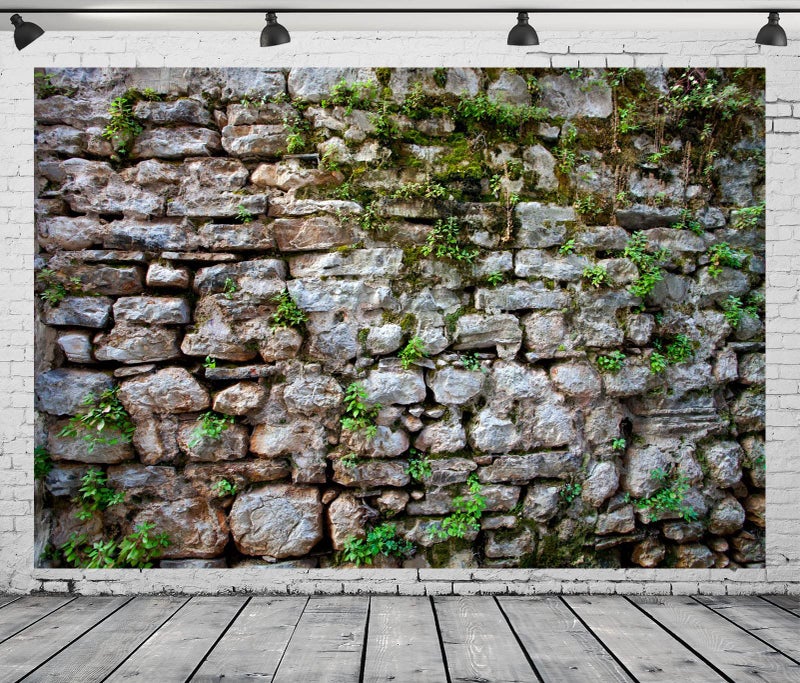 BELECO 7x5ft Fabric Vintage Brick Stone Wall Backdrop for Photography Overgrown Wall Ancient Rock Wall Textured Background Medieval Castle Stone Wall for Party Decorations Studio Booth Photo Props - Image 4