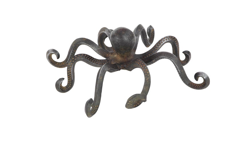 Deco 79 Metal Octopus Decorative Sculpture Home Decor Statue with Long Tentacles and Suctions Detailing, Accent Figurine 12" x 9" x 4", Black - Image 2