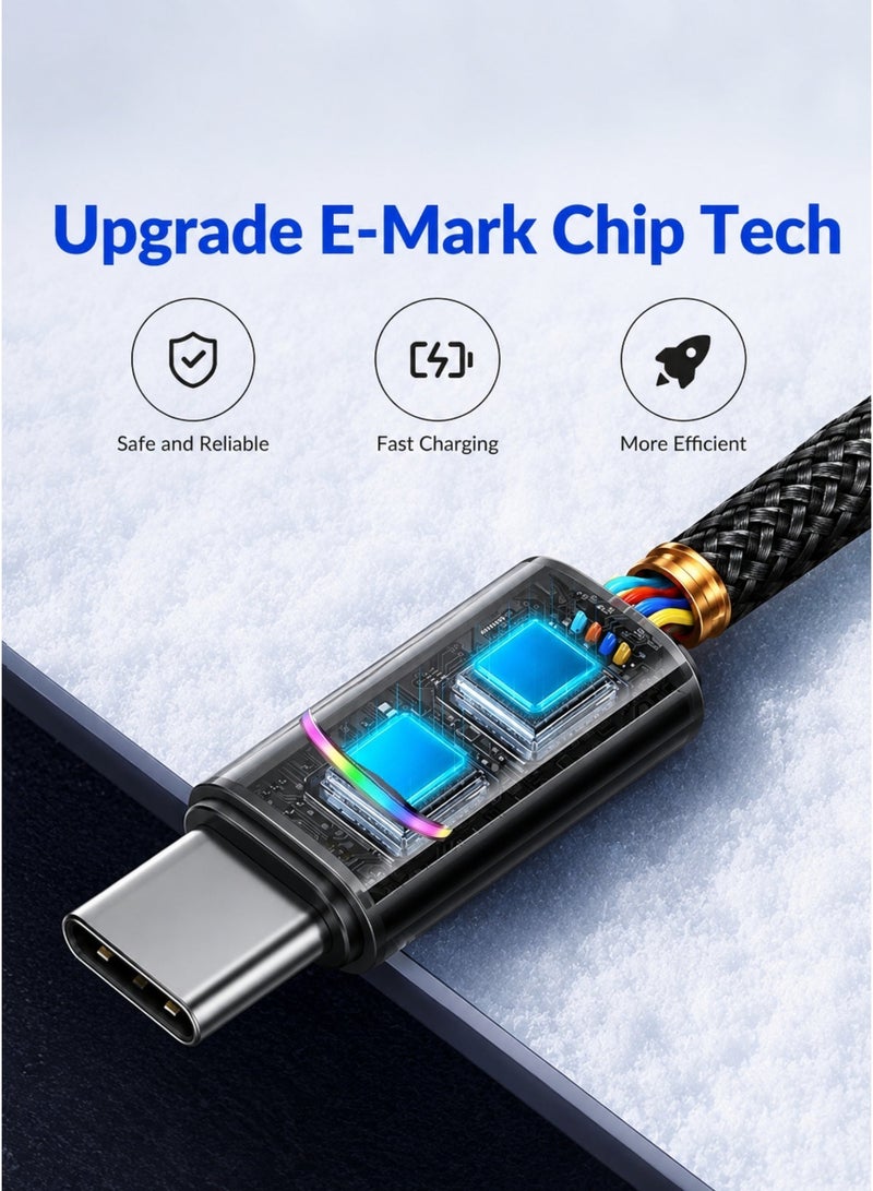 أيرلدوم كابل شحن سريع Earldom بقوة 60 واط من نوع USB-C إلى USB-C بتقنية PD 3.0 ونقل بيانات بسرعة 480 ميجابت في الثانية، بطول متر واحد، مصنوع من طبقتين من النايلون المضفر، مزود بشريحة E-Marker ومؤشر LED، متوافق مع سلسلة iPhone 15، وSamsung Galaxy، وiPad، وMacBook، وأجهزة الكمبيوتر المحمولة، وأجهزة USB-C، باللون الأسود. - Image 5