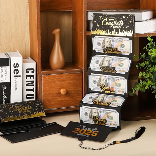 Hedeey 2025 Graduation Money Cards with Envelope, Graduation Gift Card Money Holder 2025, Graduation Money Holder for Cash for College High School Graduation Party (Black Gold) - Image 5