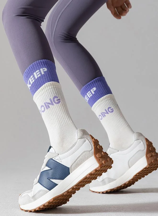 Styli Active  Text Sock Over Sock Effect Silicon Pad Base Crew Yoga Socks for Women | Best Price UAE