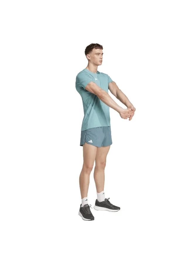 Adidas Adidas Adizero E Tee M Turquoise Running T-Shirts For Men