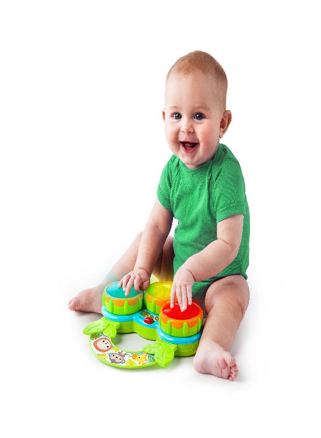 Bright Starts Safari Beats Musical Drum Toy with Lights, Ages 3 Months +, Multi - Image 1