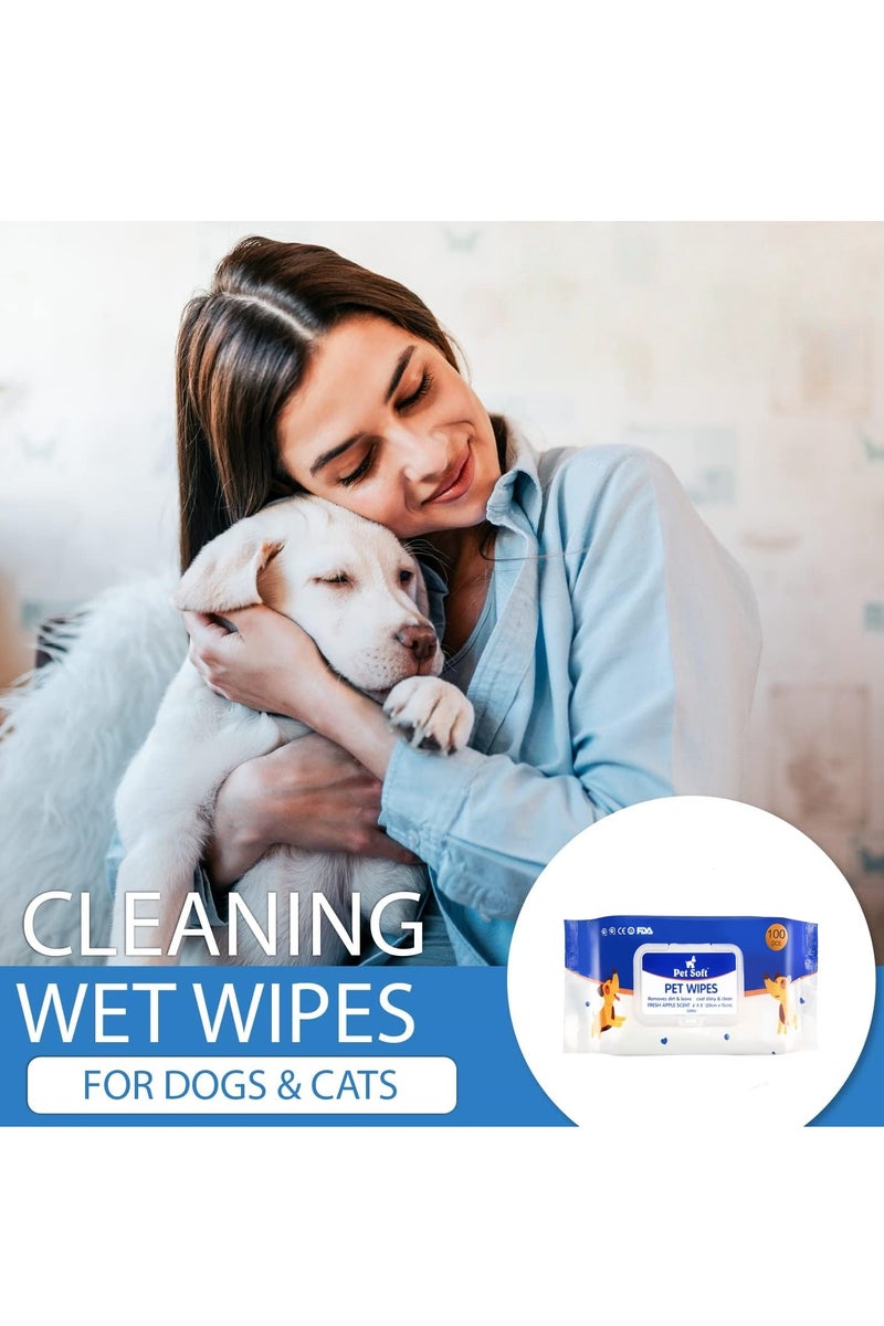 Pet Soft Dog Wipes for Pets Cats - All Purpose Unscented Wet Wipes for Paw Butt Cleaning,Grooming,AlcoholFree,Vitamin E,pH Balanced  (Pack of 2) - Image 2