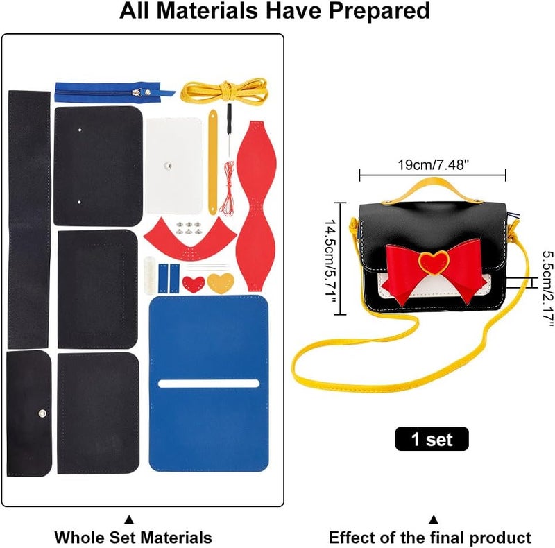 كلاراكو مجموعة حقيبة كلاركوكو الجلدية المصنوعة يدويًا على شكل أنمي، حقيبة كروس بودي من جلد البولي يوريثان مع عقدة، مواد خياطة حقيبة يد يدوية، إكسسوارات مخيطة، صناعة حقيبة كتف، جميع المستلزمات، أسود، 7.5 × 5.7 بوصة - Image 2