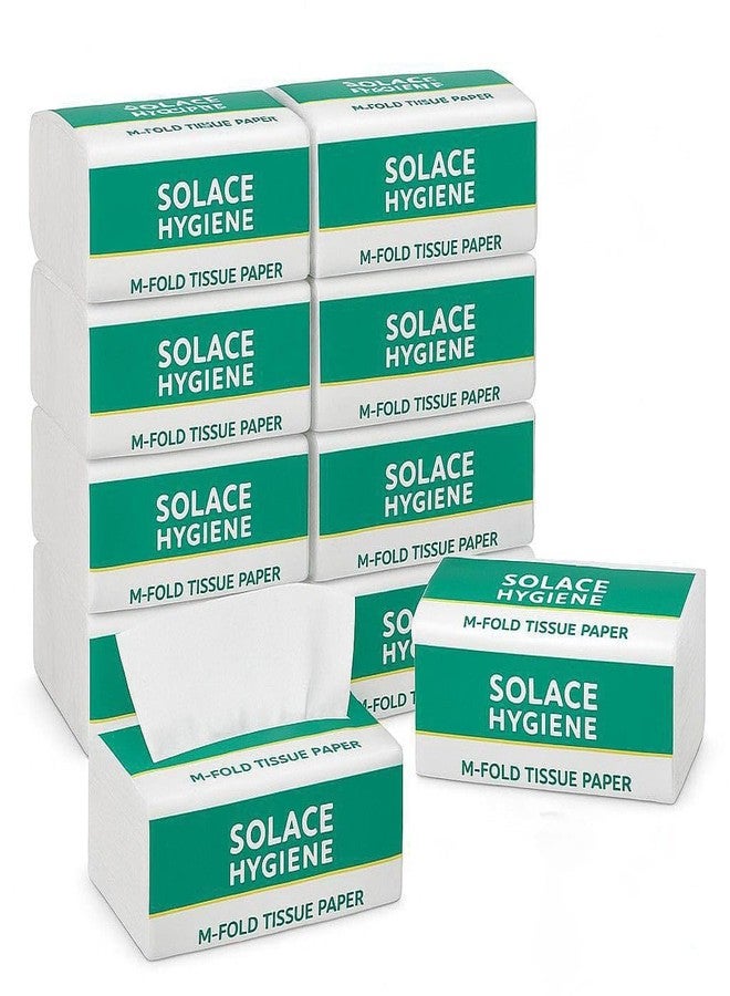 SOLACE HYGIENE مناديل سولاس هايجين - طبقتان مطوية على شكل حرف M - 130 سحبة × 10 عبوات | ناعمة وماصة | لب بكر | مثالية لدورات المياه والمكاتب والمطابخ والاستخدامات التجارية. - Image 1