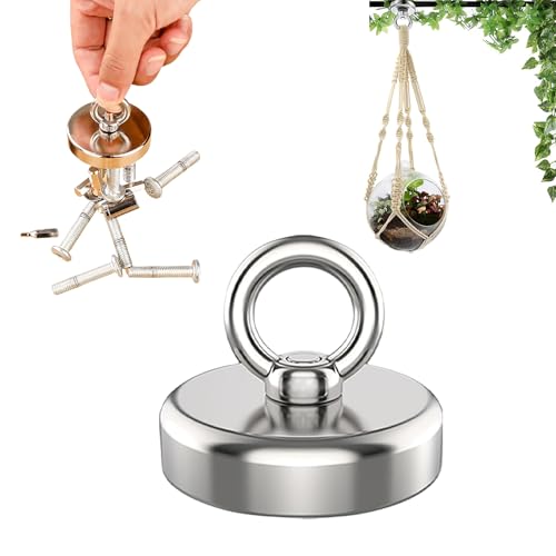 Gozaqe Strong Fishing Magnet,36 mm Strong Magnets Heavy Duty,39 Kgf Vertical Pulling Force Fishing Magnets with Eyebolt for Salvage Metal,Heavy Duty Hook for Ceiling - Image 1