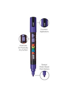 POSCA posca Markers Set, 8 Medium Paint Markers 5M - Dark Tones - White, Ochre, Ruby Red, Cacao Brown, Raspberry, Deep Grey, English Green, Prussian Blue  - Image 3