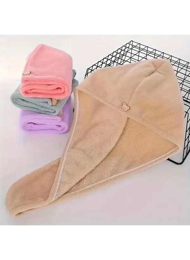 Blue Quick Drying Hair Towel Adjustable Pressure Button Ultra Absorbent Microfiber - Image 5