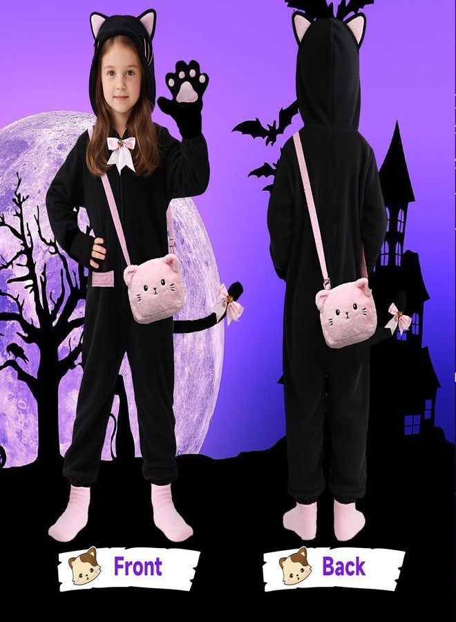 ANPHILE Cat Costumes for Kids, Kids Onesie Costume with Cute Kitty Purse Bag, Halloween Costumes for Girls - Image 5