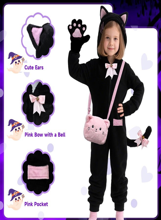 ANPHILE Cat Costumes for Kids, Kids Onesie Costume with Cute Kitty Purse Bag, Halloween Costumes for Girls - Image 2