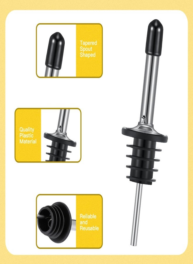 Baderke مجموعة بادركي من 6 زجاجات طويلة العنق مع صبّاب وأغطية، زجاجة شراب نبيذ شفافة مع صنبور للمشروبات الكحولية والعصائر، إكسسوارات منزلية للحفلات والمطبخ (ستانلس ستيل) - Image 4