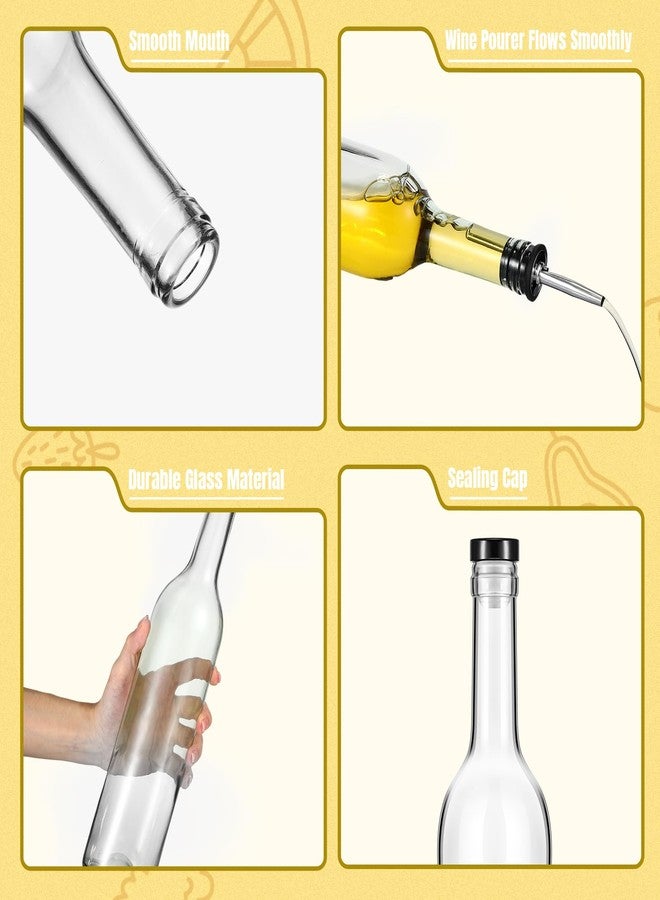 Baderke مجموعة بادركي من 6 زجاجات طويلة العنق مع صبّاب وأغطية، زجاجة شراب نبيذ شفافة مع صنبور للمشروبات الكحولية والعصائر، إكسسوارات منزلية للحفلات والمطبخ (ستانلس ستيل) - Image 3