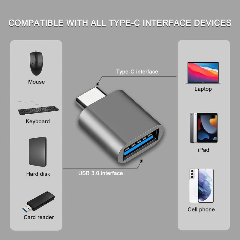 Lynacz Original USB C to USB Adapter USB C Male to USB Female Adapter(Pack of 3) Compatible with MacBook Air 2020/MacBook 12 inch/iPad Pro 2020 and More, Black, Grey, Silver(Not for Tesla) - Image 3
