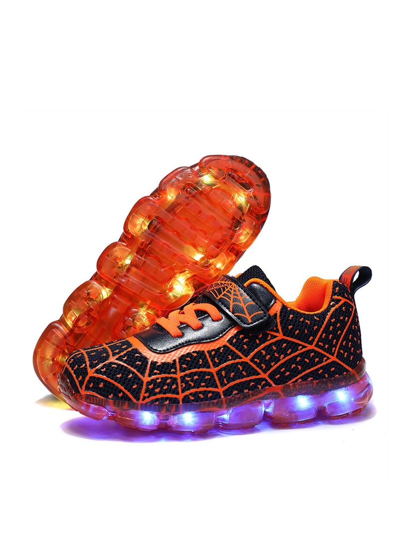 FASHION Walking Shoes LED Lights Shoes Light Up Boys And Girls Children USB Charge Orange - Image 1