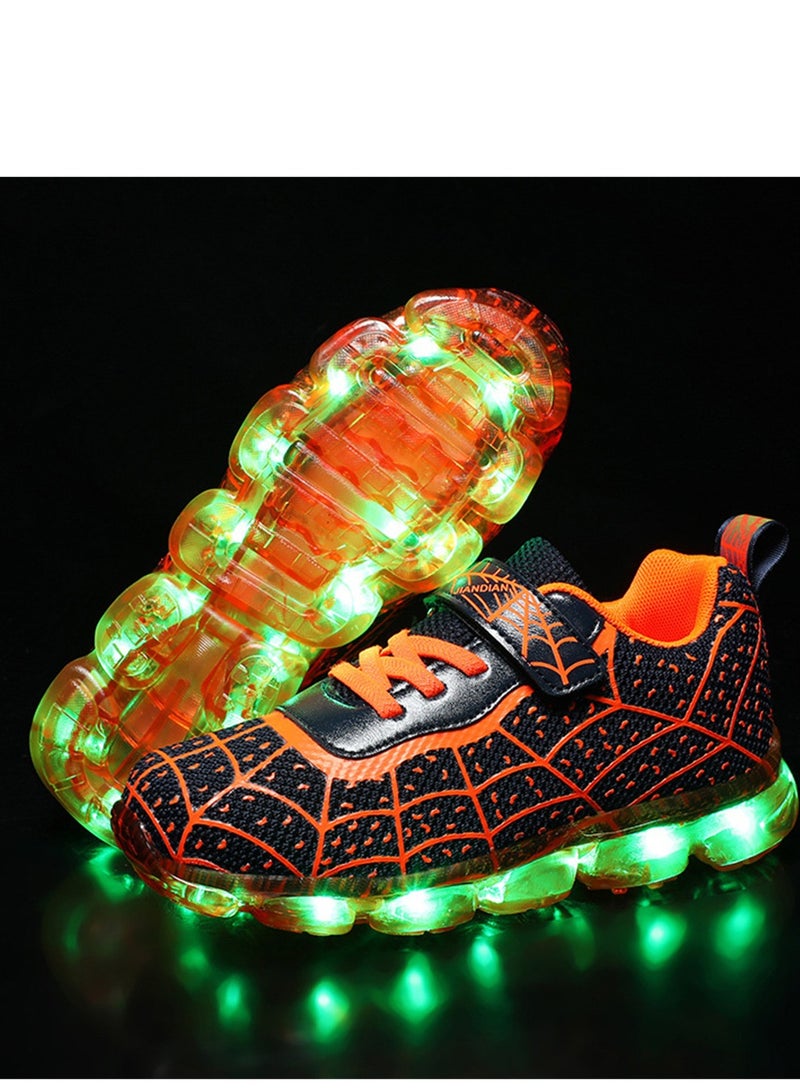 FASHION Walking Shoes LED Lights Shoes Light Up Boys And Girls Children USB Charge Orange - Image 2