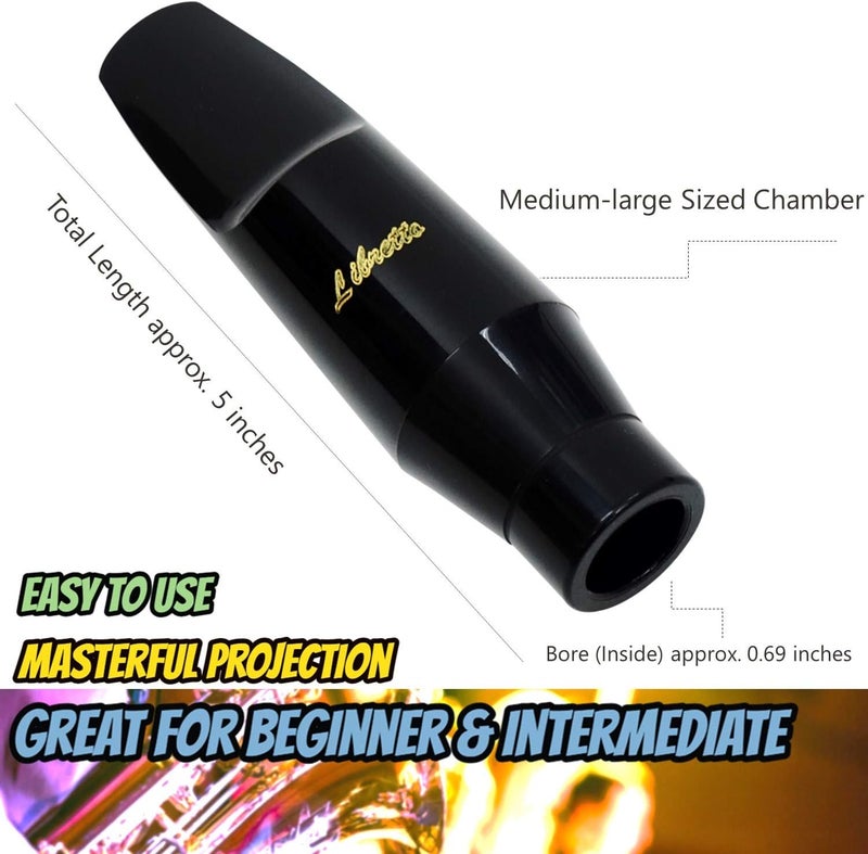 Libretto Baritone Saxophone Mouthpiece Kit: Standard Set With ABS 4C Mouthpiece, Plastic Cap, Gold Lacquered Ligature - Giftable, Finely Designed for Beginner and Intermediate - Image 2