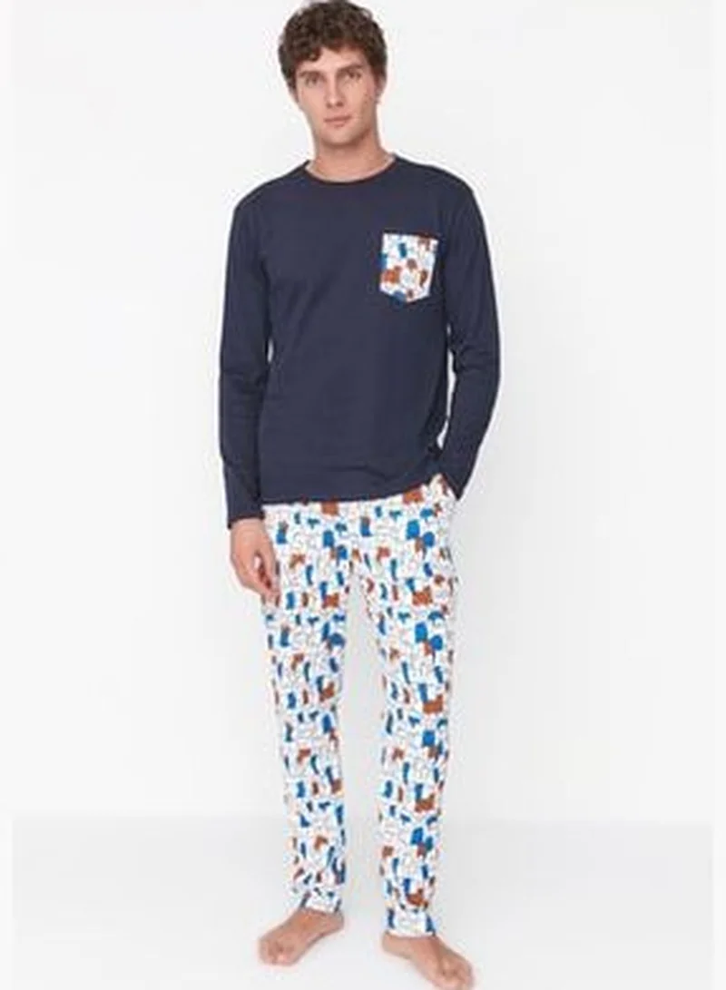 trendyol Multicolored Men's Regular Fit Printed Pajamas Set.