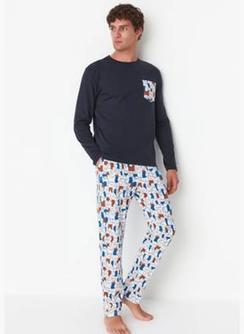 trendyol Multicolored Men's Regular Fit Printed Pajamas Set.