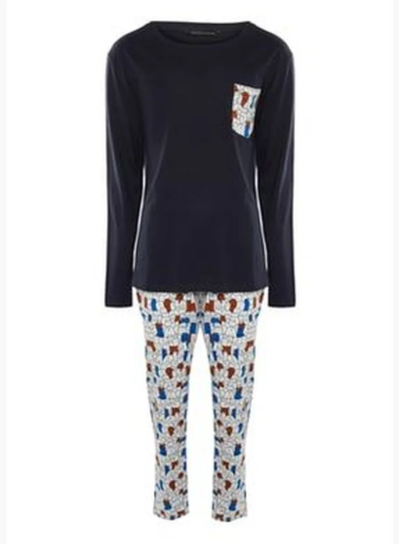 trendyol Multicolored Men's Regular Fit Printed Pajamas Set.