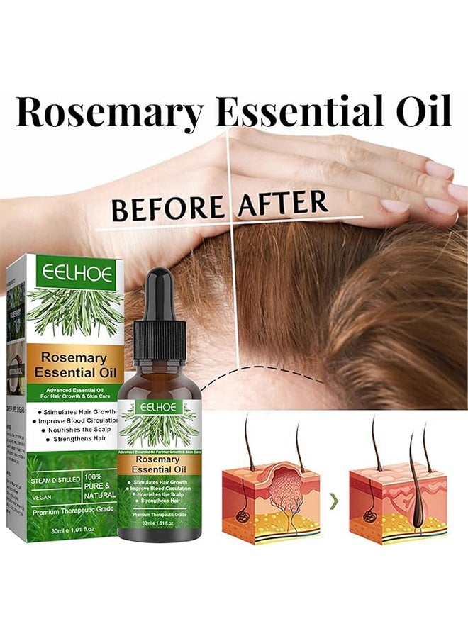 EELHOE - Rosemary Essential Oil, 100% Pure Organic and Natural, Stimulates Hair Growth, Dry Damaged, Hair Loss Treatment Care Oils - 30ML - Image 1