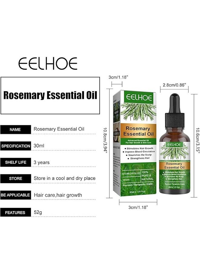 EELHOE - Rosemary Essential Oil, 100% Pure Organic and Natural, Stimulates Hair Growth, Dry Damaged, Hair Loss Treatment Care Oils - 30ML - Image 1