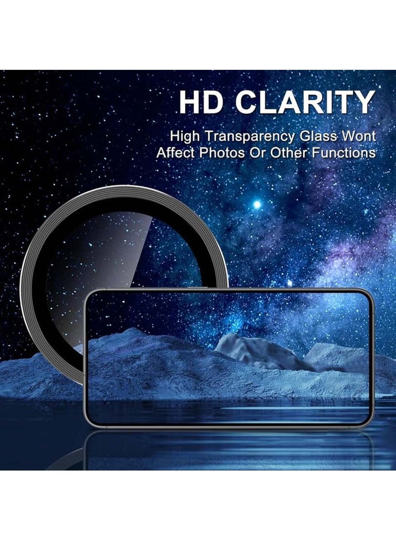 Wtech Samsung Galaxy A16 4G 2024 Premium Alloy Ring Camera Lens Tempered Glass Protector Shield - Clear/Black - Image 4