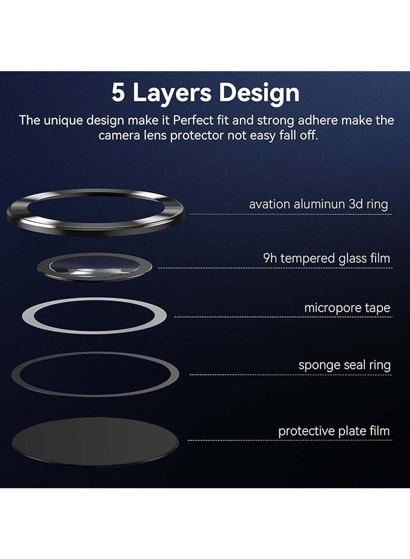 Wtech Samsung Galaxy A16 4G 2024 Premium Alloy Ring Camera Lens Tempered Glass Protector Shield - Clear/Black - Image 5